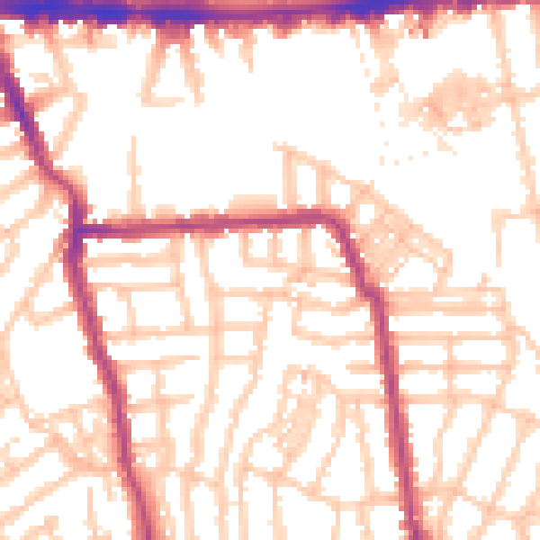 Daytime road noise heatmap for W4 1DF
