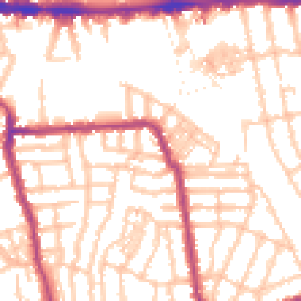 Daytime road noise heatmap for W4 1DG