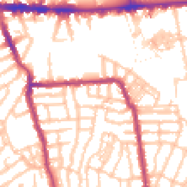 Daytime road noise heatmap for W4 1DJ