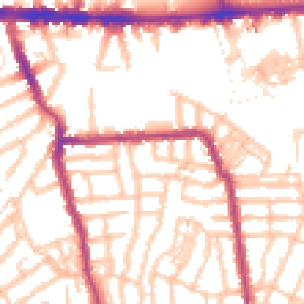 Daytime road noise heatmap for W4 1DL