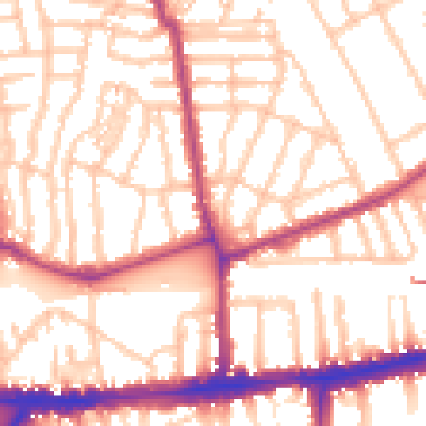 Daytime road noise heatmap for W4 1DP
