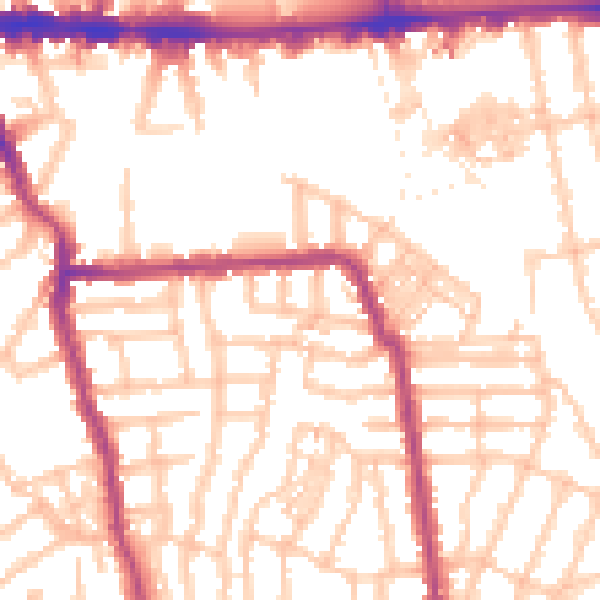 Daytime road noise heatmap for W4 1DQ