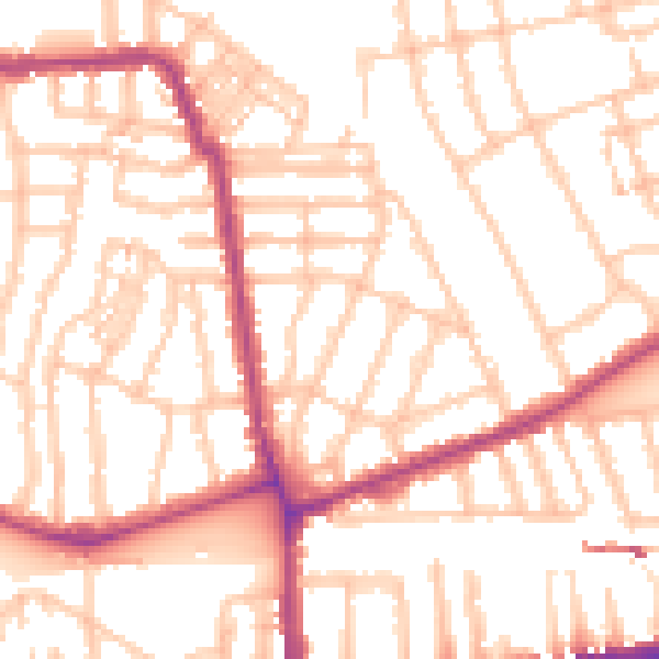 Daytime road noise heatmap for W4 1DS