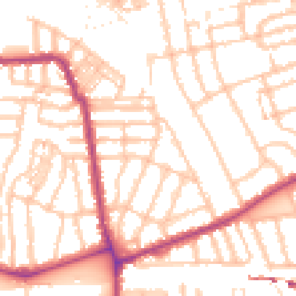 Daytime road noise heatmap for W4 1DT