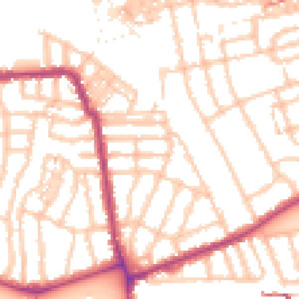 Daytime road noise heatmap for W4 1DU