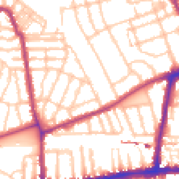 Daytime road noise heatmap for W4 1EY
