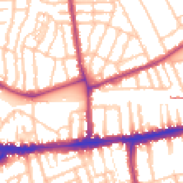 Daytime road noise heatmap for W4 1LS
