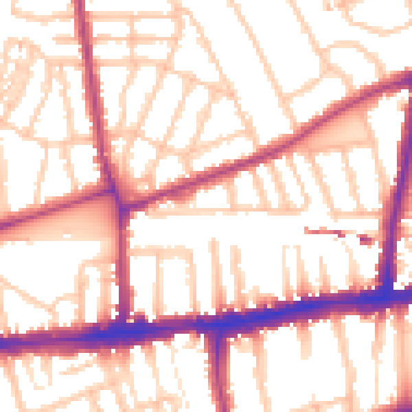 Daytime road noise heatmap for W4 1NQ