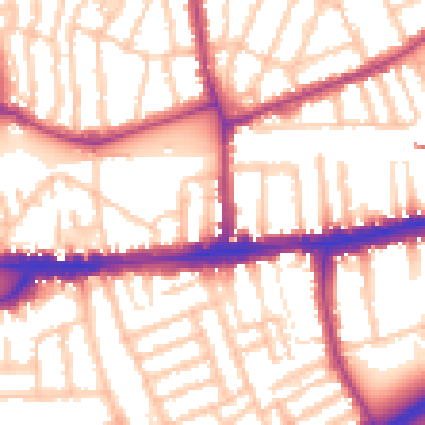 Daytime road noise heatmap for W4 1PF