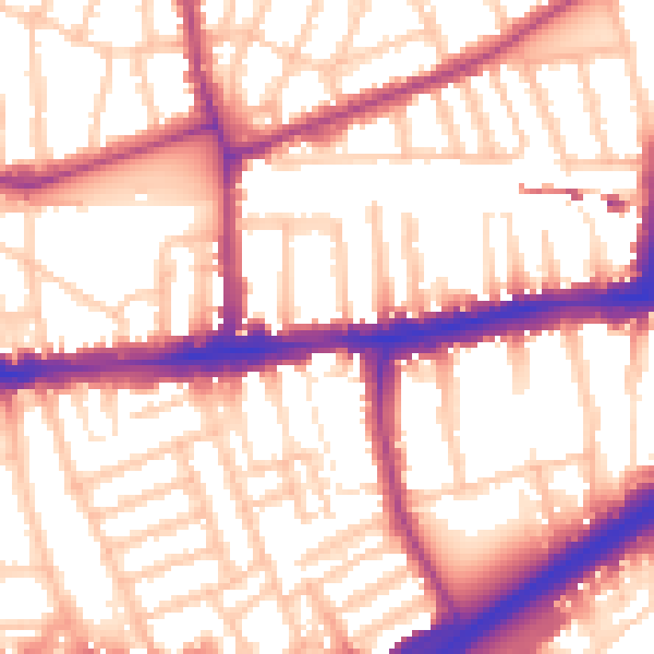 Daytime road noise heatmap for W4 1PU
