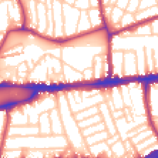 Daytime road noise heatmap for W4 1QZ