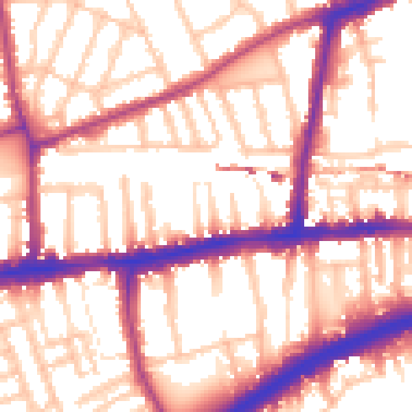 Daytime road noise heatmap for W4 1SN