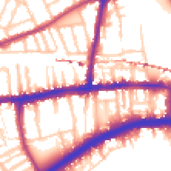 Daytime road noise heatmap for W4 1TH