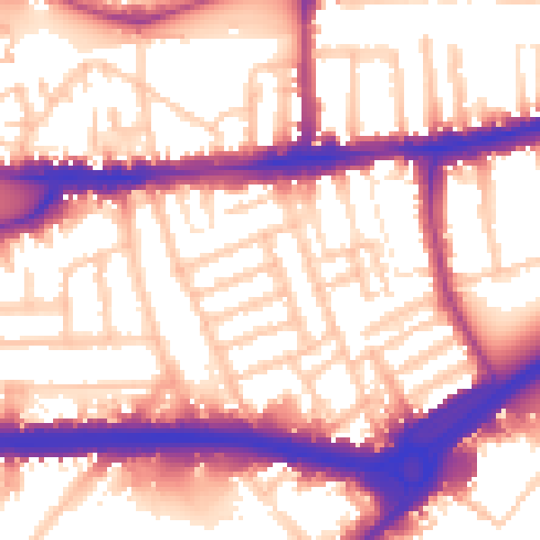Daytime road noise heatmap for W4 2BJ