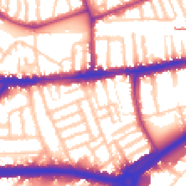 Daytime road noise heatmap for W4 2HE