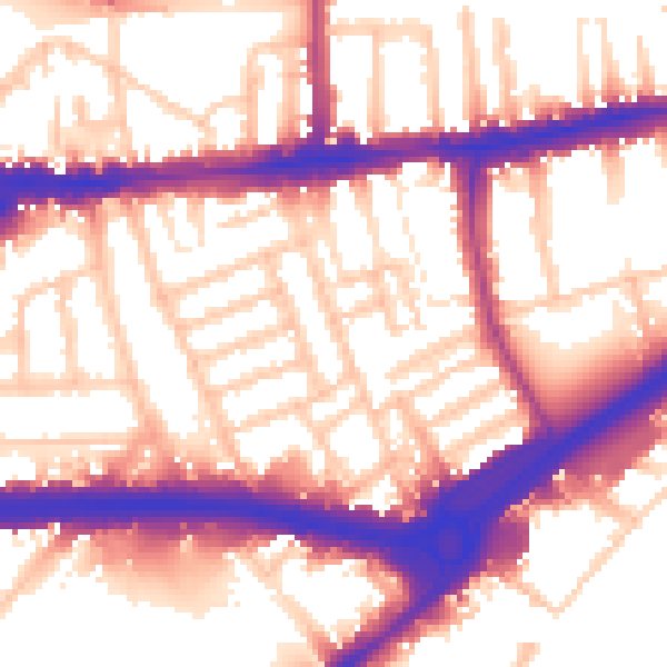 Daytime road noise heatmap for W4 2HU