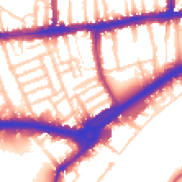 Daytime road noise heatmap for W4 2JH