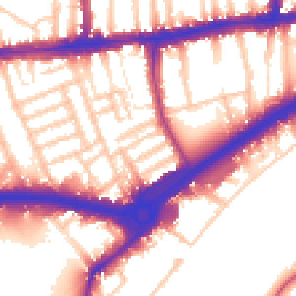 Daytime road noise heatmap for W4 2JX