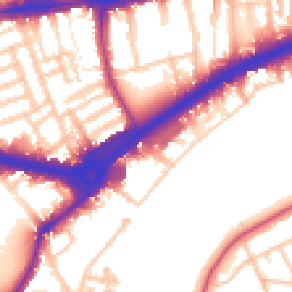 Daytime road noise heatmap for W4 2QA