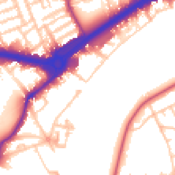 Daytime road noise heatmap for W4 2QH