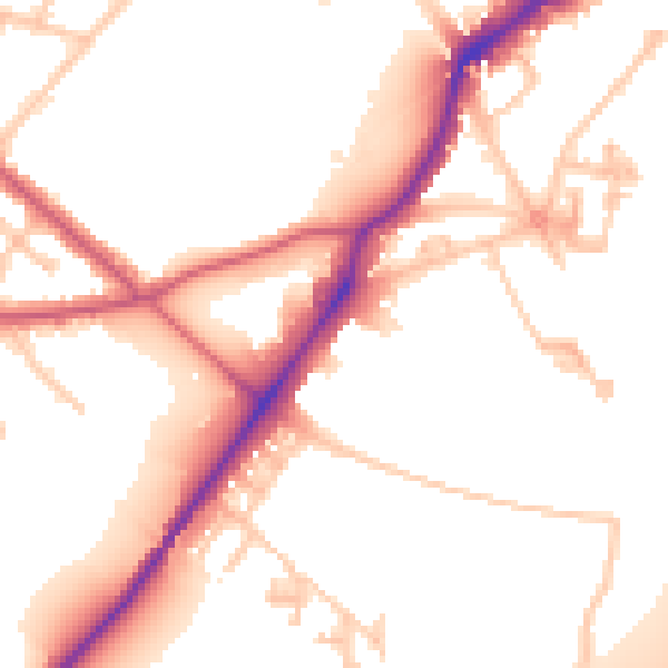 Daytime road noise heatmap for W4 2RY
