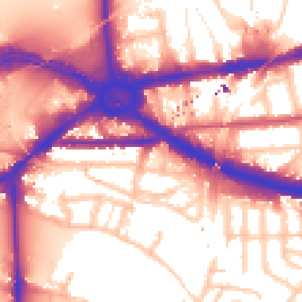 Daytime road noise heatmap for W4 3BJ