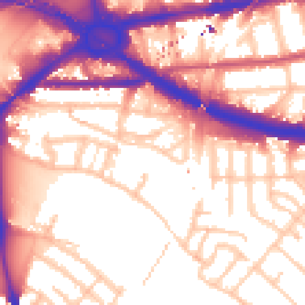 Daytime road noise heatmap for W4 3BX