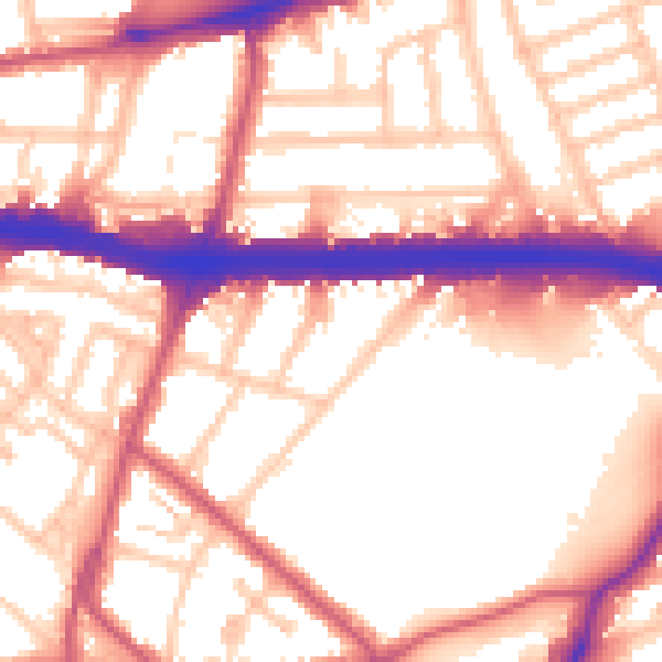 Daytime road noise heatmap for W4 3DN