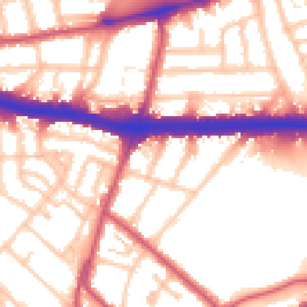 Daytime road noise heatmap for W4 3EB