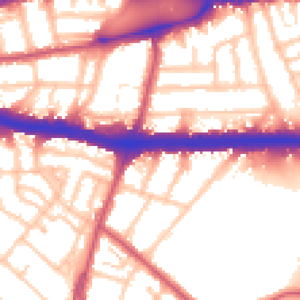 Daytime road noise heatmap for W4 3ED