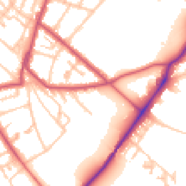 Daytime road noise heatmap for W4 3EU