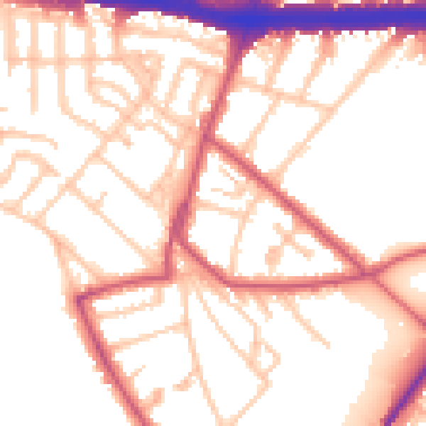 Daytime road noise heatmap for W4 3HS