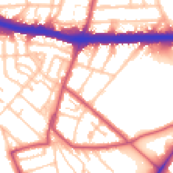 Daytime road noise heatmap for W4 3HY