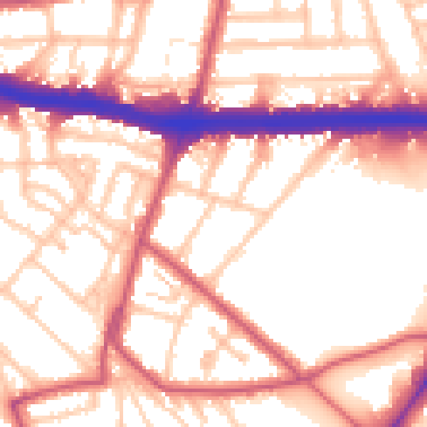Daytime road noise heatmap for W4 3HZ