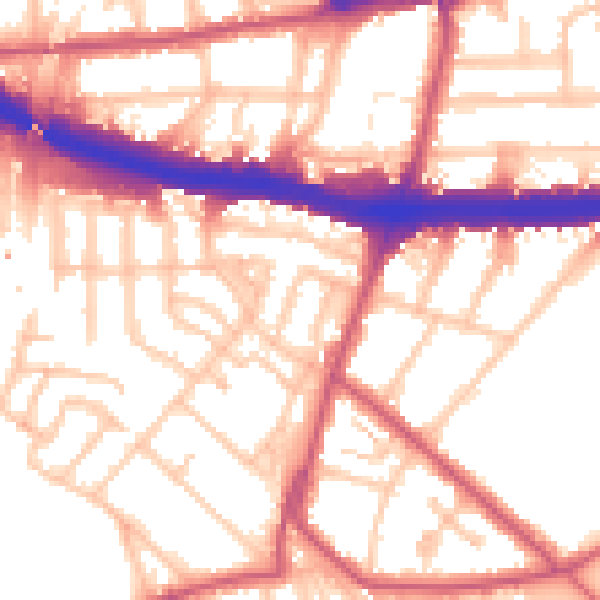 Daytime road noise heatmap for W4 3JA