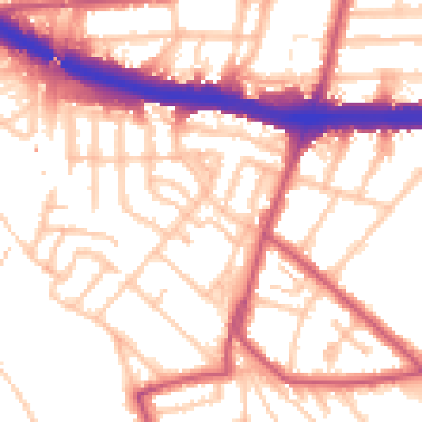 Daytime road noise heatmap for W4 3JQ