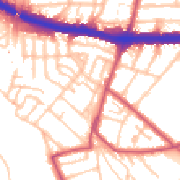 Daytime road noise heatmap for W4 3JX