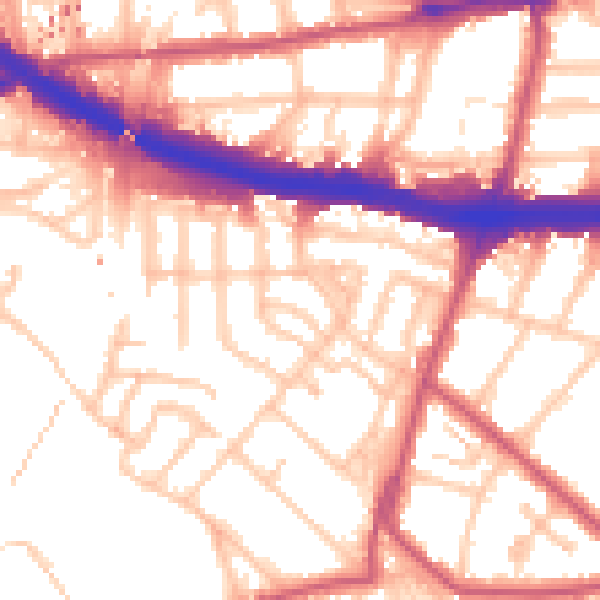 Daytime road noise heatmap for W4 3LH