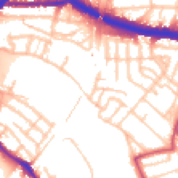 Daytime road noise heatmap for W4 3QX