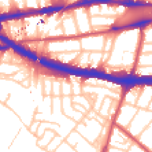 Daytime road noise heatmap for W4 3XQ