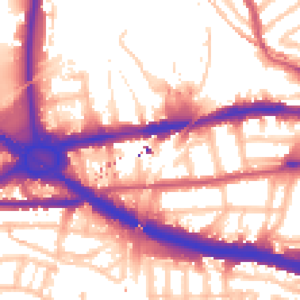Daytime road noise heatmap for W4 4BF