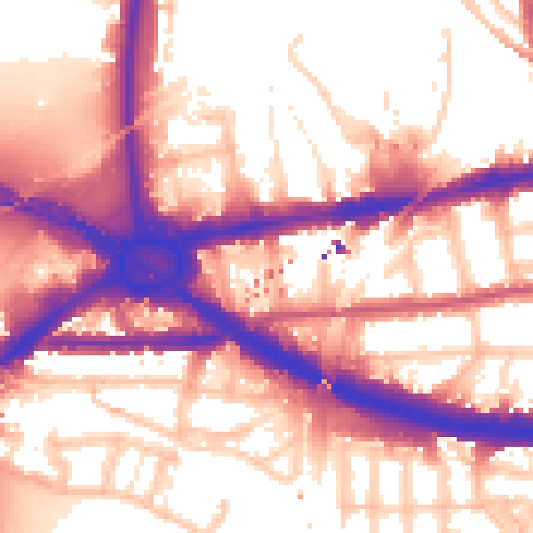 Daytime road noise heatmap for W4 4DW