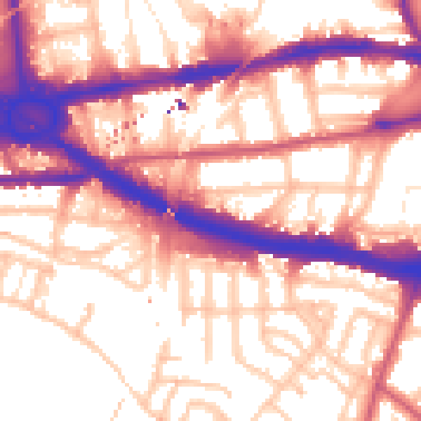 Daytime road noise heatmap for W4 4EE