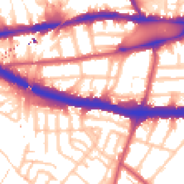 Daytime road noise heatmap for W4 4EL