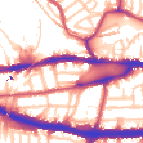 Daytime road noise heatmap for W4 4EZ