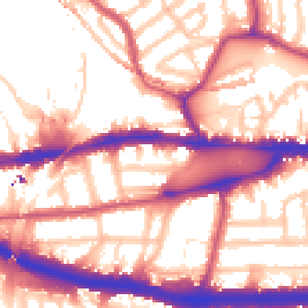 Daytime road noise heatmap for W4 4JA