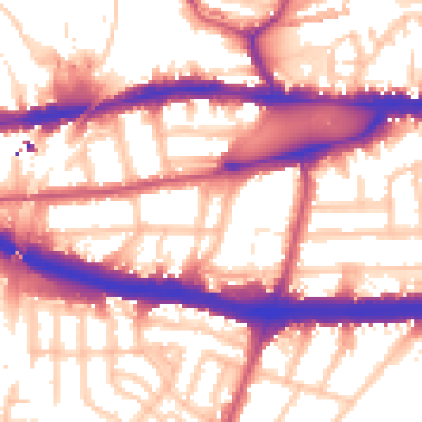 Daytime road noise heatmap for W4 4LA
