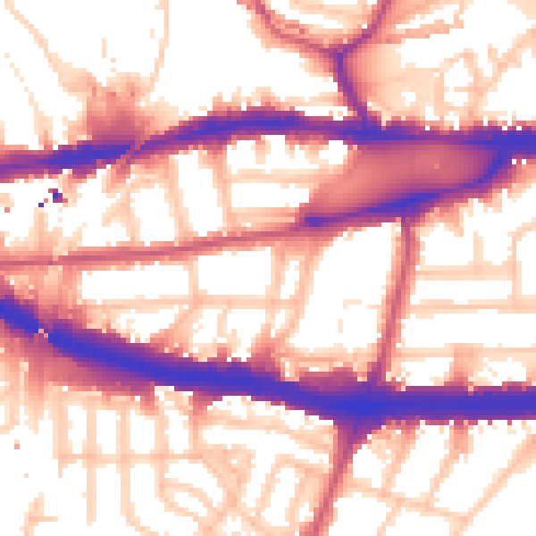 Daytime road noise heatmap for W4 4LE