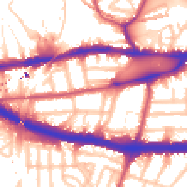 Daytime road noise heatmap for W4 4LQ