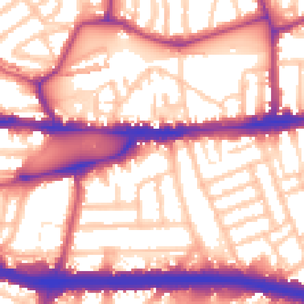 Daytime road noise heatmap for W4 4PH